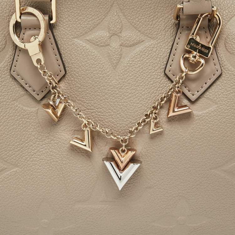 Pre Owned Louis Vuitton Tourterelle Monogram Impreinte Leather Speedy 25 Bandouliere Bag