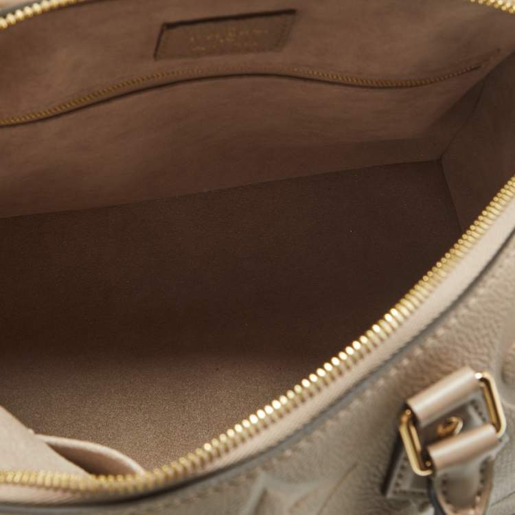 Pre Owned Louis Vuitton Tourterelle Monogram Impreinte Leather Speedy 25 Bandouliere Bag