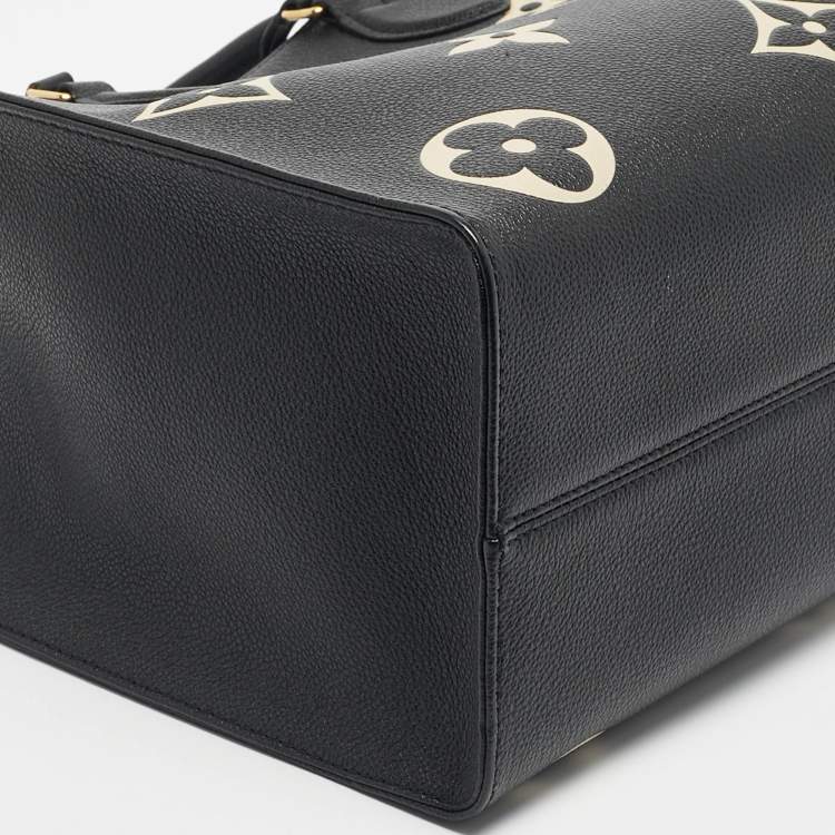 Pre Owned Louis Vuitton Black/Beige Monogram Empreinte Leather Onthego MM Tote