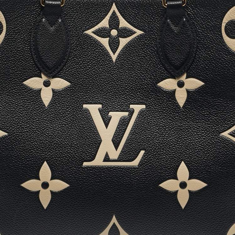 Pre Owned Louis Vuitton Black/Beige Monogram Empreinte Leather Onthego MM Tote