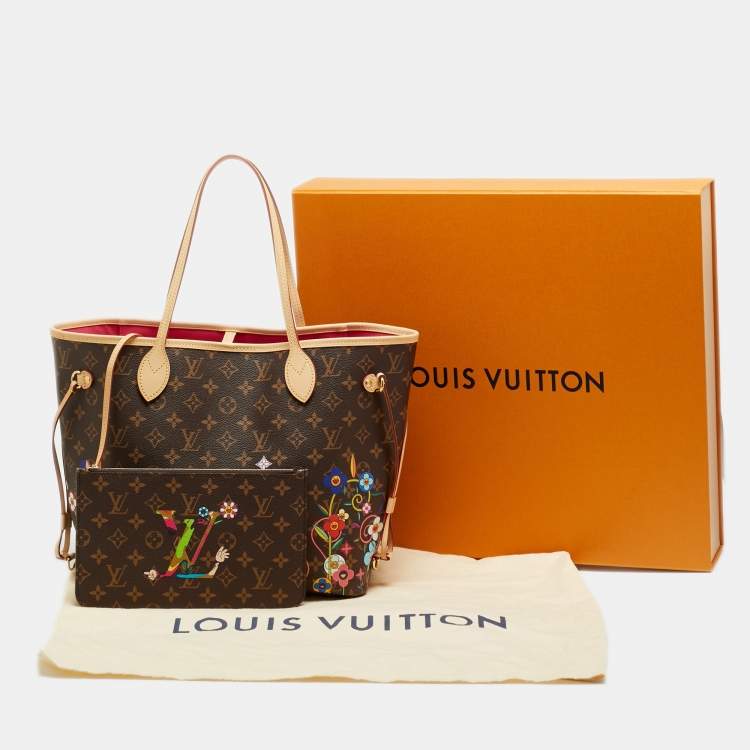 Pre Owned Louis Vuitton x Takashi Murakami Neverfull MM Monogram Canvas Tote