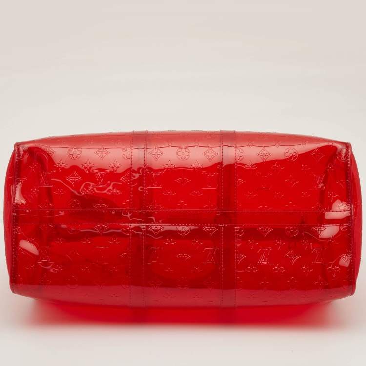 Pre Owned Louis Vuitton Keepall Bandouliere 50 Red Monogram PVC Duffel Bag