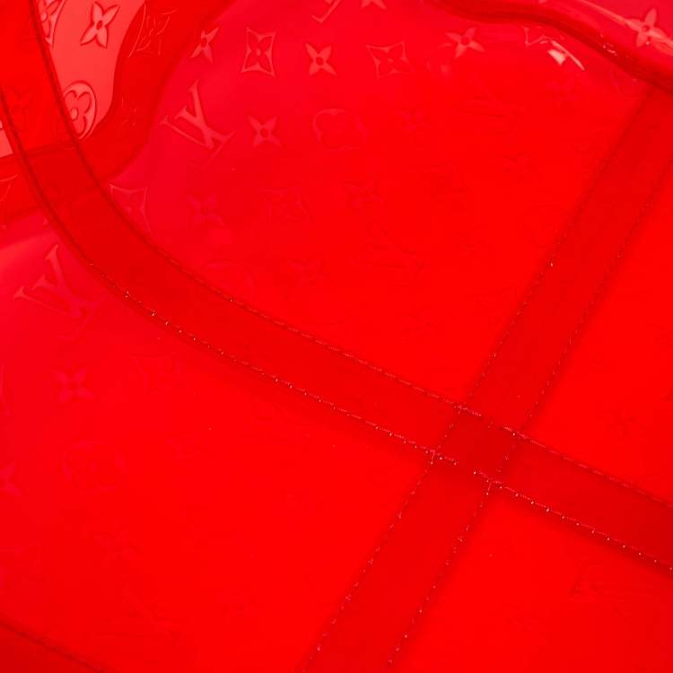 Pre Owned Louis Vuitton Keepall Bandouliere 50 Red Monogram PVC Duffel Bag