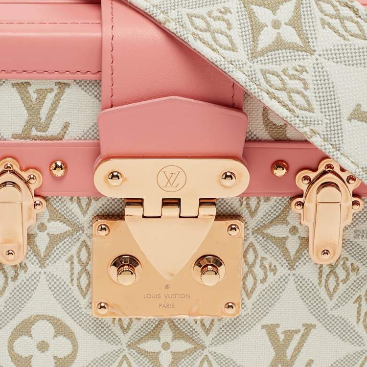 Pre Owned Louis Vuitton Petite Mallee Pink Since 1854 Jacquard Clutch