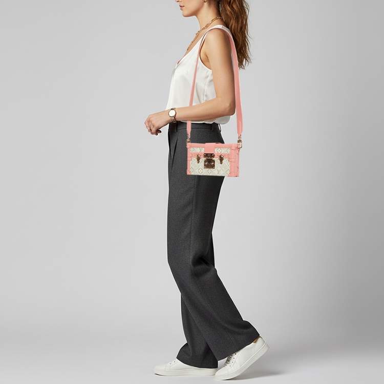 Pre Owned Louis Vuitton Petite Mallee Pink Since 1854 Jacquard Clutch