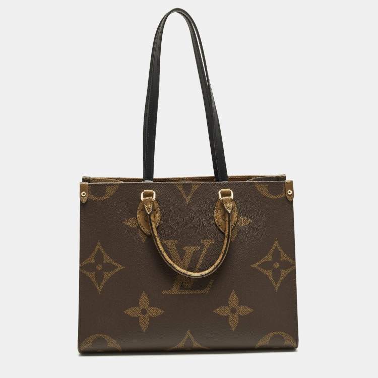 Pre Owned Louis Vuitton Onthego MM Monogram Giant Reverse Canvas Tote