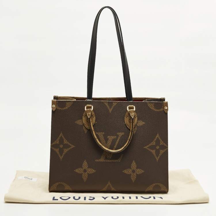 Pre Owned Louis Vuitton Onthego MM Monogram Giant Reverse Canvas Tote