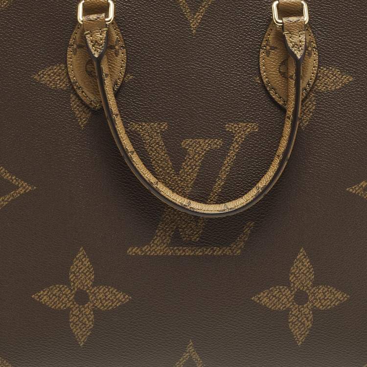 Pre Owned Louis Vuitton Onthego MM Monogram Giant Reverse Canvas Tote