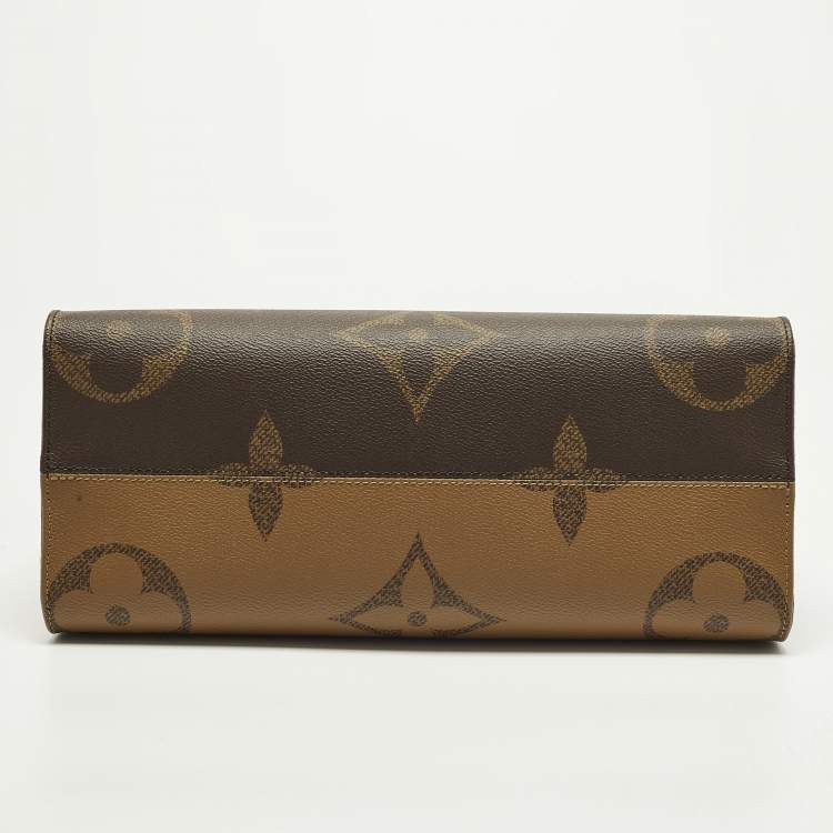 Pre Owned Louis Vuitton Onthego MM Monogram Giant Reverse Canvas Tote