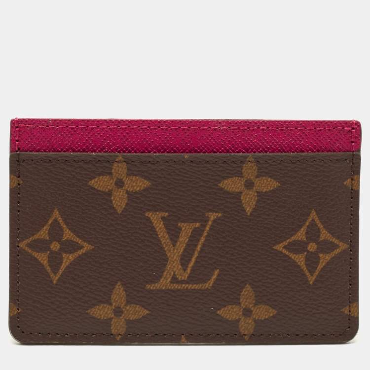 Pre Owned Louis Vuitton Fuchsia Monogram Canvas Card Holder