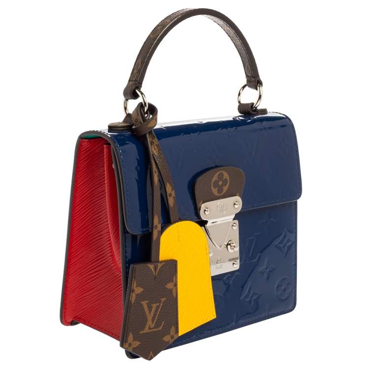 Pre Owned Louis Vuitton Bleu Indien Vernis Epi Monogram Spring Street Bag