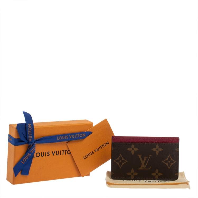 Pre Owned Louis Vuitton Pink/Monogram Coated Canvas Card Holder
