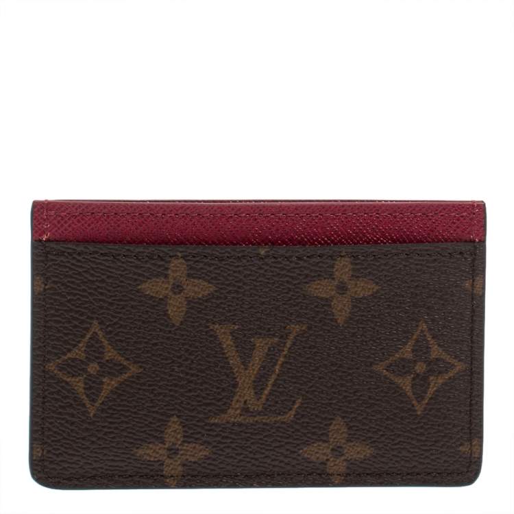 Pre Owned Louis Vuitton Pink/Monogram Coated Canvas Card Holder