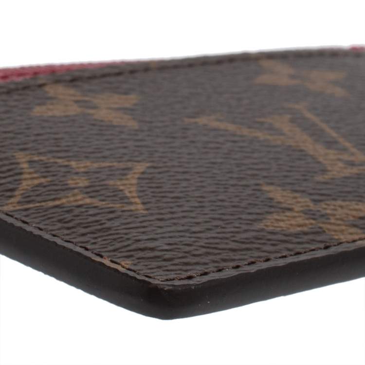 Pre Owned Louis Vuitton Pink/Monogram Coated Canvas Card Holder