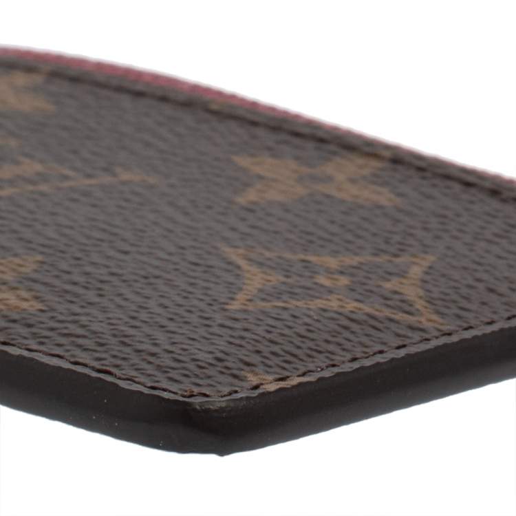 Pre Owned Louis Vuitton Pink/Monogram Coated Canvas Card Holder