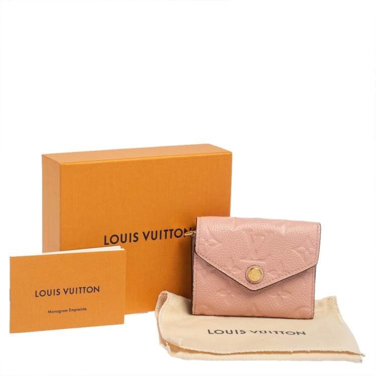 Pre Owned Louis Vuitton Rose Poudre Monogram Empreinte Leather Zoe Wallet
