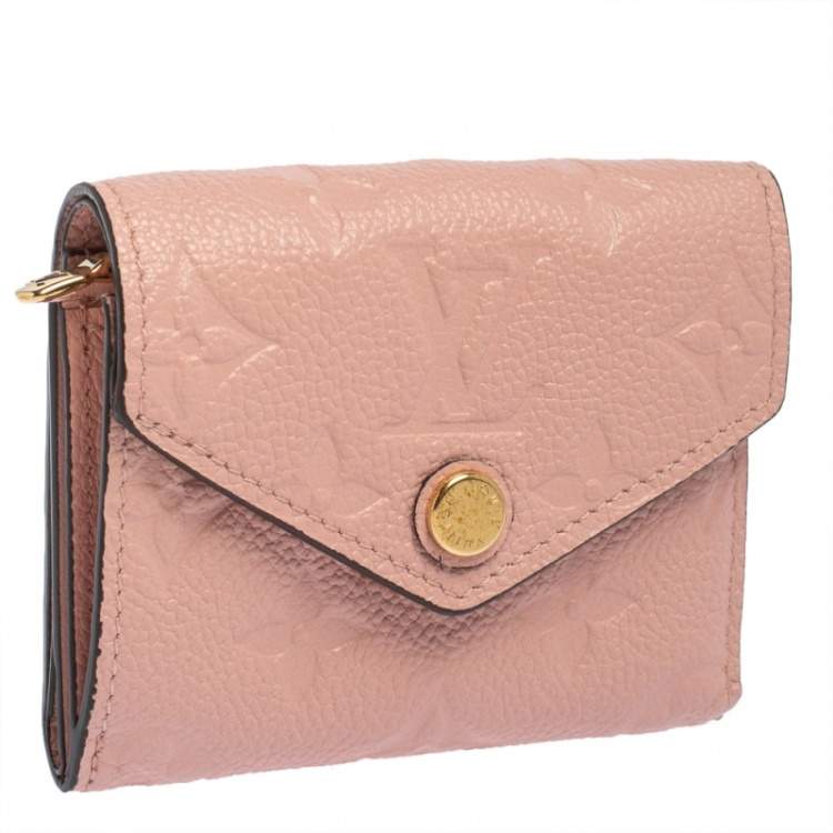 Pre Owned Louis Vuitton Rose Poudre Monogram Empreinte Leather Zoe Wallet