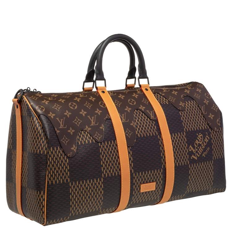 Pre Owned Louis Vuitton x Nigo Monogram/Giant Damier Ebene Canvas Keepall Bandouliere 50 Bag