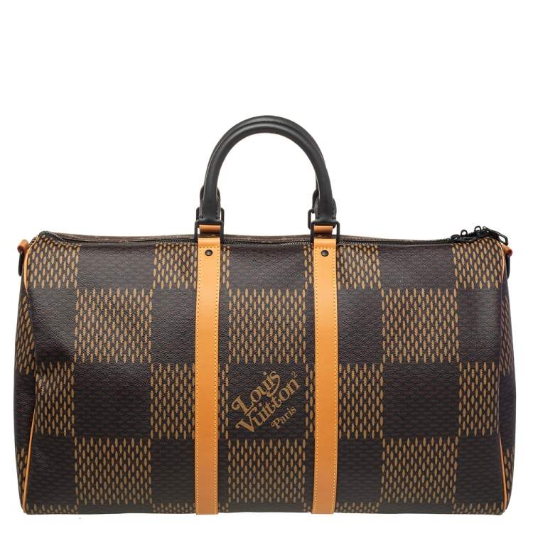 Pre Owned Louis Vuitton x Nigo Monogram/Giant Damier Ebene Canvas Keepall Bandouliere 50 Bag