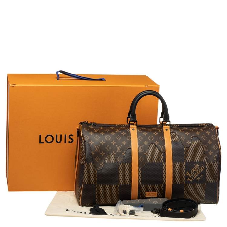 Pre Owned Louis Vuitton x Nigo Monogram/Giant Damier Ebene Canvas Keepall Bandouliere 50 Bag