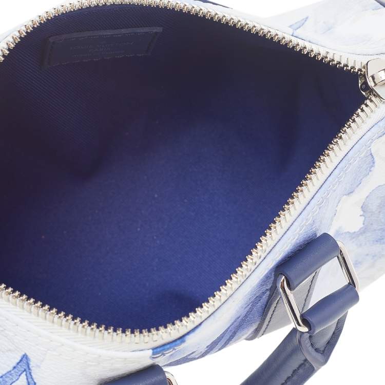 Pre Owned Louis Vuitton Blue/White Monogram Watercolor Canvas Keepall XS Bag