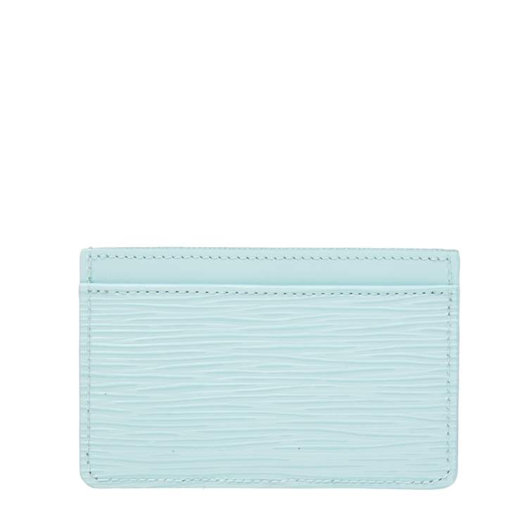 Pre Owned Louis Vuitton Light Blue Epi Leather Card Holder