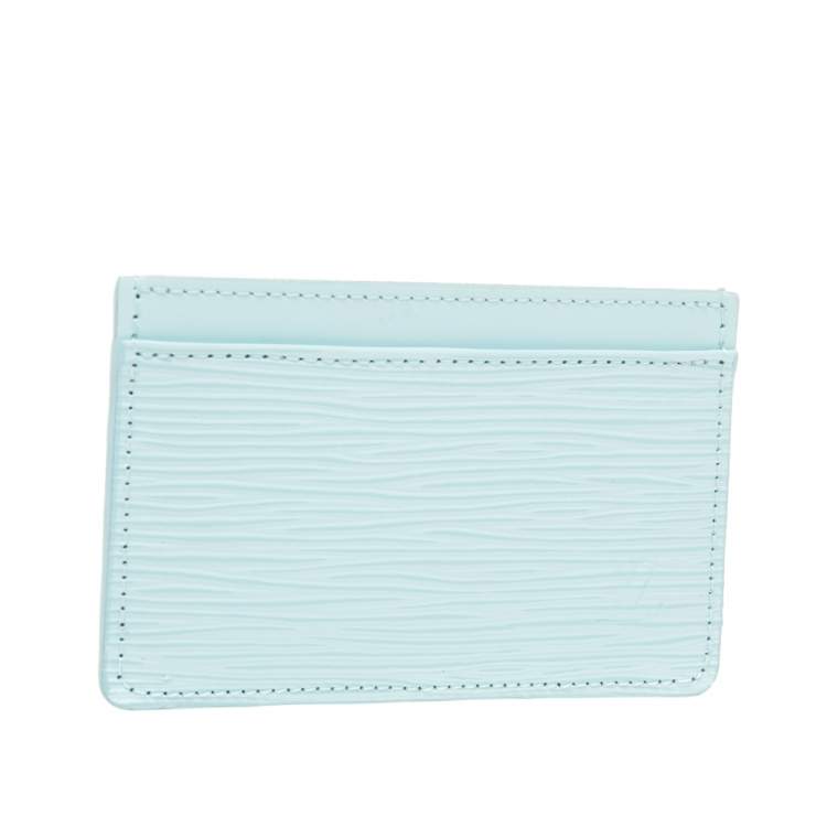 Pre Owned Louis Vuitton Light Blue Epi Leather Card Holder