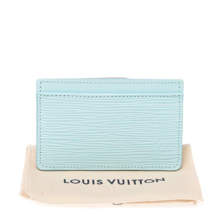 Pre Owned Louis Vuitton Light Blue Epi Leather Card Holder