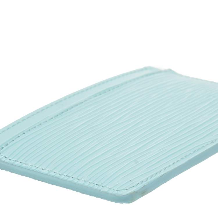 Pre Owned Louis Vuitton Light Blue Epi Leather Card Holder