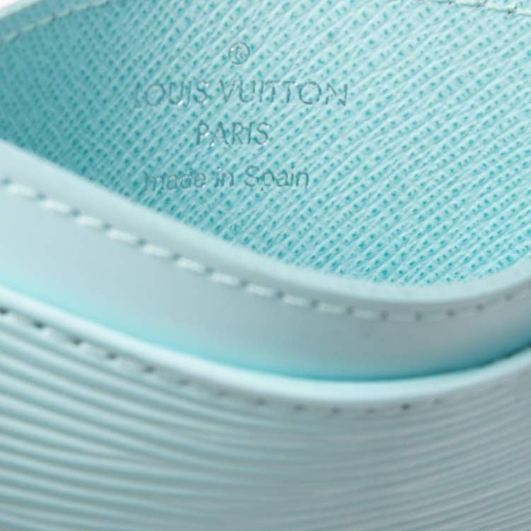 Pre Owned Louis Vuitton Light Blue Epi Leather Card Holder