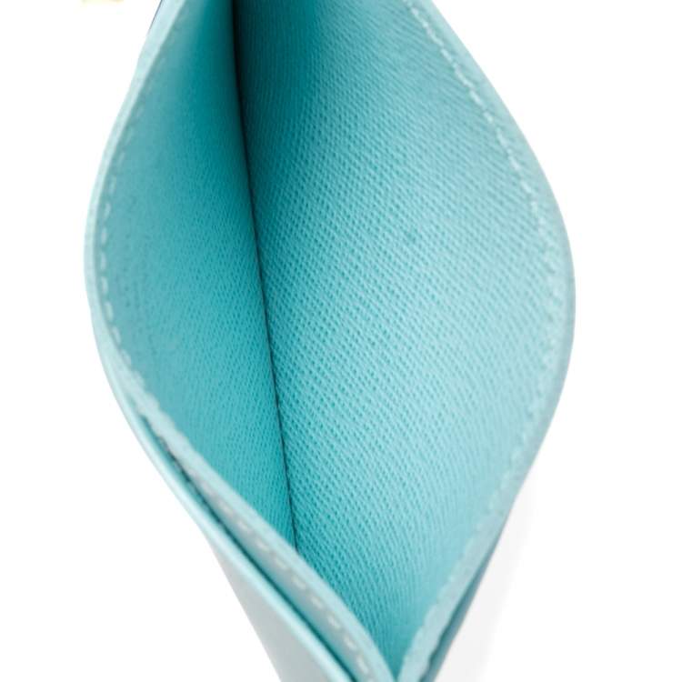 Pre Owned Louis Vuitton Light Blue Epi Leather Card Holder
