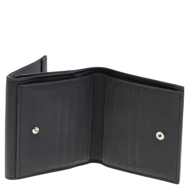 Shop Louis Vuitton LOCKME Plain Leather Folding Wallet Small