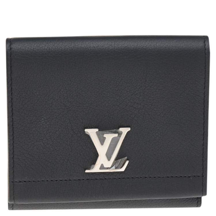 Louis Vuitton Black Leather LockMe II Compact Wallet Louis Vuitton