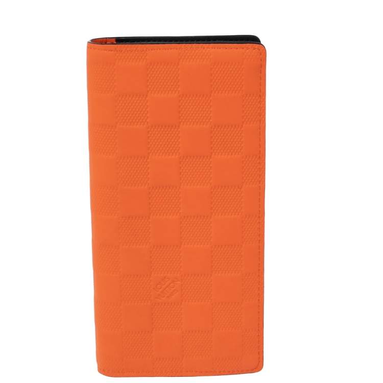 Pre Owned Louis Vuitton Orange Damier Leather Brazza Wallet