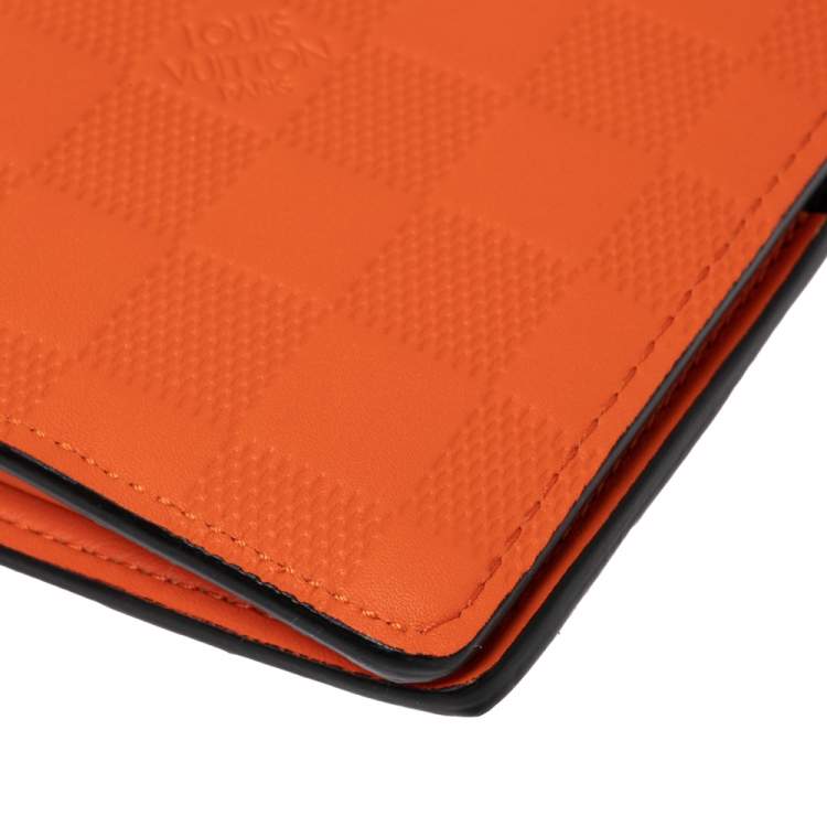 Pre Owned Louis Vuitton Orange Damier Leather Brazza Wallet