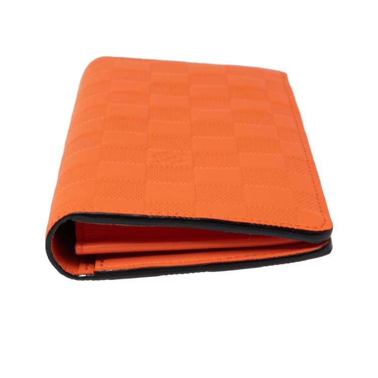 Pre Owned Louis Vuitton Orange Damier Leather Brazza Wallet