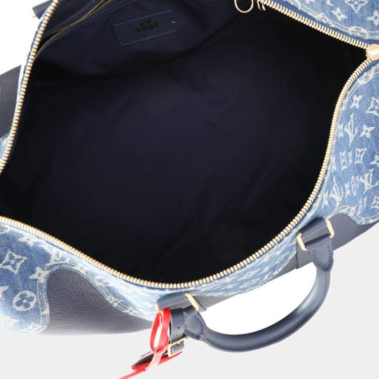 Pre Owned Louis Vuitton x NIGO Monogram Denim Drip Keepall Bandouliere  50 Bag