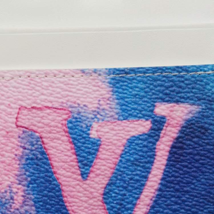 Pre Owned Louis Vuitton Multicolor Monogram Watercolor Canvas Card Holder On Strap