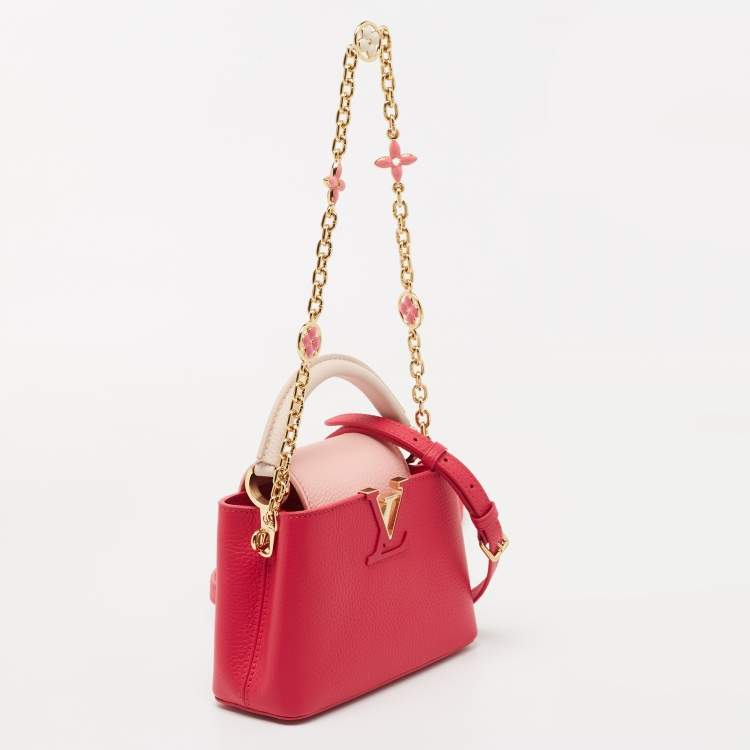 Pre Owned Louis Vuitton Rose Pondichéry Pink/Coquille/Fresh Pink Taurillon Leather Capucines Mini Bag
