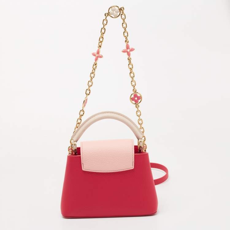 Pre Owned Louis Vuitton Rose Pondichéry Pink/Coquille/Fresh Pink Taurillon Leather Capucines Mini Bag