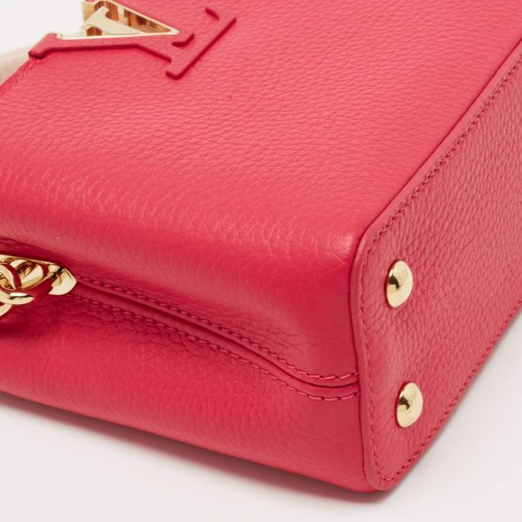 Pre Owned Louis Vuitton Rose Pondichéry Pink/Coquille/Fresh Pink Taurillon Leather Capucines Mini Bag
