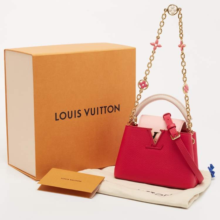Pre Owned Louis Vuitton Rose Pondichéry Pink/Coquille/Fresh Pink Taurillon Leather Capucines Mini Bag