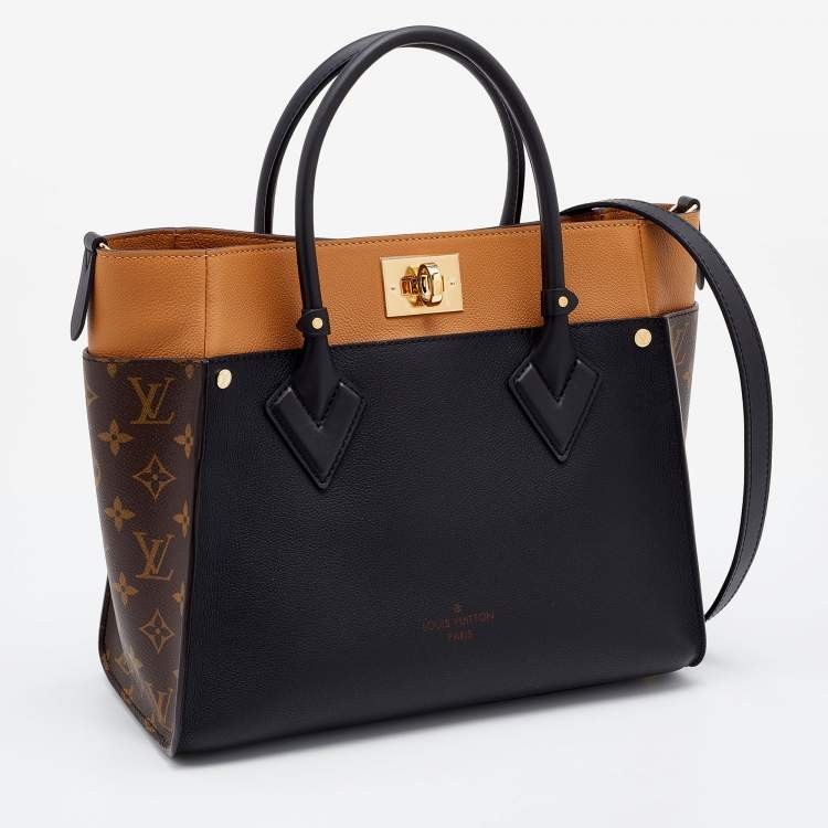 Pre Owned Louis Vuitton Black Monogram Canvas and Leather On My Side MM Bag 
