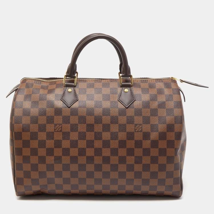 Pre Owned Louis Vuitton Damier Ebene Canvas Speedy 35 Bag