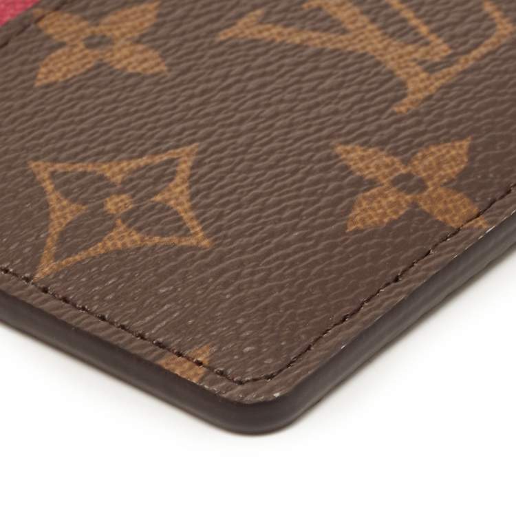 Pre Owned Louis Vuitton Fuchsia Monogram Canvas Card Holder