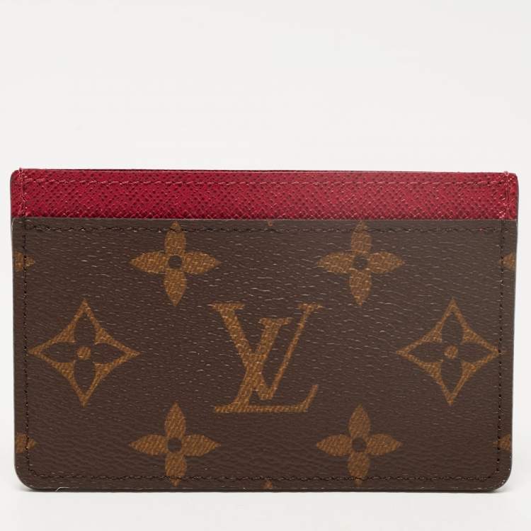 Pre Owned Louis Vuitton Fuchsia Monogram Canvas Card Holder