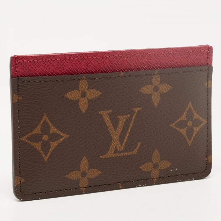 Pre Owned Louis Vuitton Fuchsia Monogram Canvas Card Holder