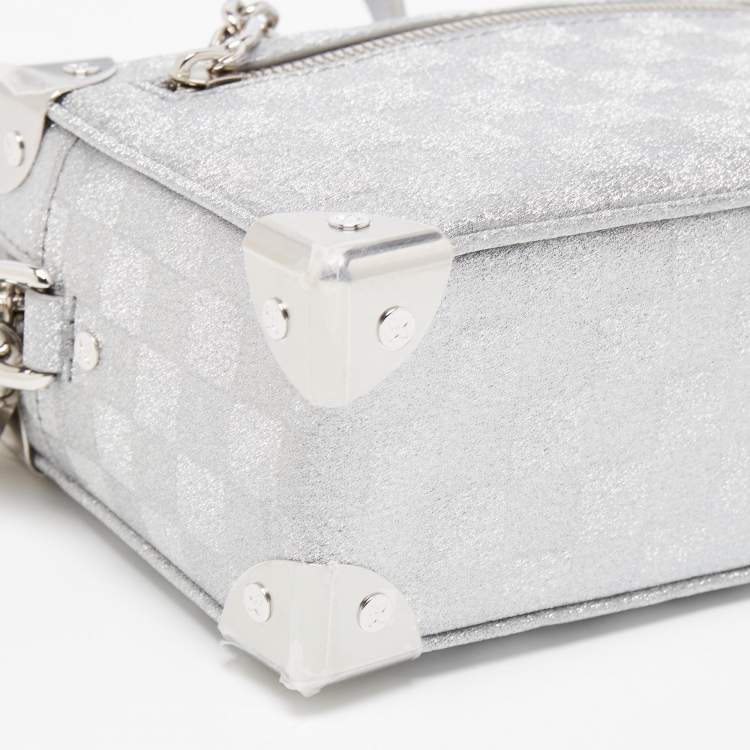 Pre Owned Louis Vuitton Silver Damier Glitter Mini Soft Trunk Bag