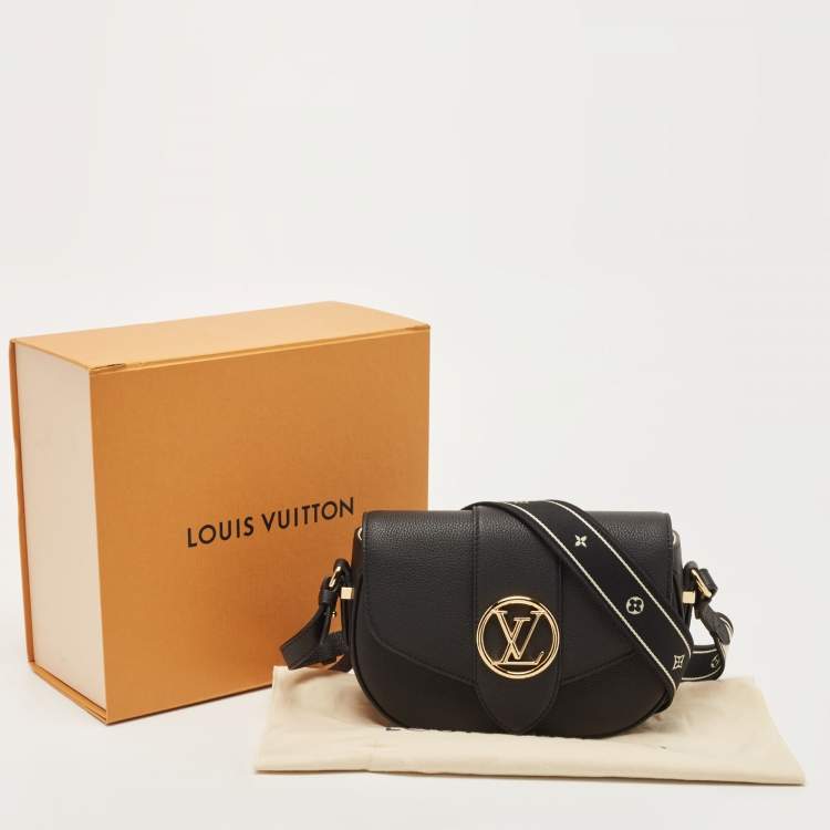 Pre Owned Louis Vuitton Black Leather Pont 9 Soft MM Bag
