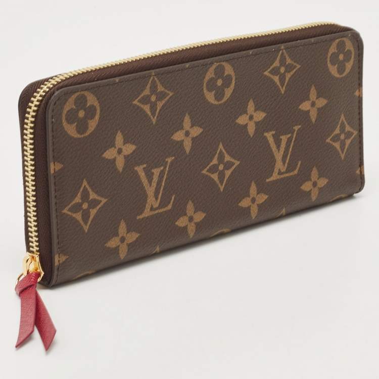 Pre Owned Louis Vuitton Fuchsia Monogram Canvas Clemence Wallet